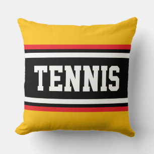 TENNIS Rolig Gul Orange Röd Svart Vit Randig Kudde