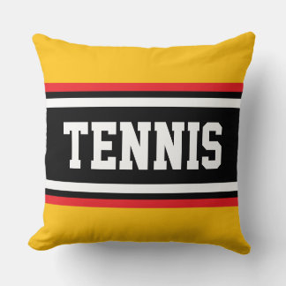 TENNIS Rolig Gul Orange Röd Svart Vit Randig Kudde