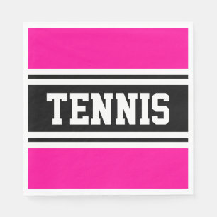 TENNIS Roligt Bright Rosa Black White Tävla Rand Pappersservett
