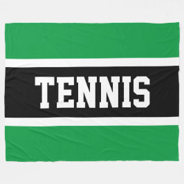 TENNIS Roligt Sporty Bright Grönt Black White Rand Fleecefilt