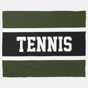 TENNIS Roligt Sporty Mörk grönt Black White Rand Fleecefilt