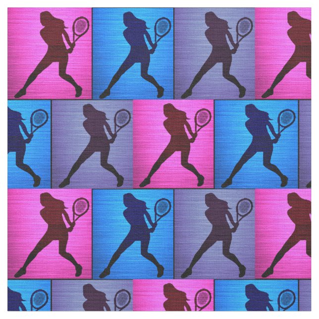 Tennis Rosa, Lila, Blue Tile Fabric Tyg (Närbild)