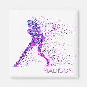 Tennis Rosa Pixels Personlig Namn Magnet