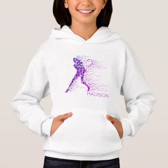 Tennis Rosa Pixels Personlig Namn T Shirt (Framsida)