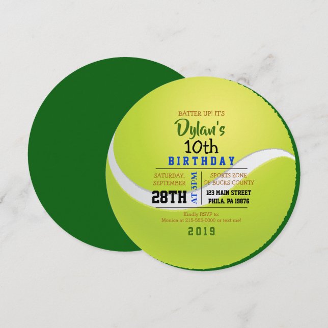TENNIS ROUND Födelsedagsfest inbjudan (Fram/baksida)