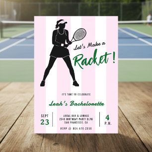 Tennis Sängkammarbrud Gör en Raka Rosa Randig Inbjudningar