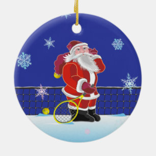Tennis Santa, god jul Julgransprydnad Keramik