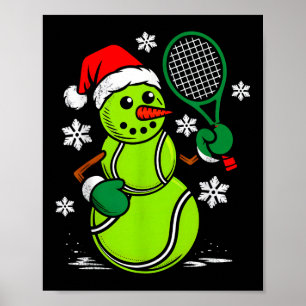 Tennis Santa Hatt Snömannen Jul Rolig Tennis Älska Poster
