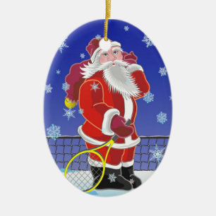 Tennis Santa, julgran, Julgransprydnad Keramik