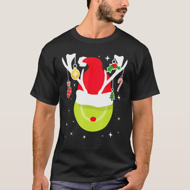 Tennis Santa Reindeer jul Boll Tennis Player T Shirt (Framsida)
