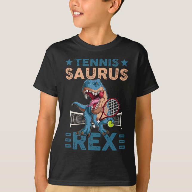 Tennis Saurus T-Rex Funny Tennis Game Dinosaurs Lo T Shirt (Framsida)