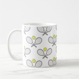 Tennis Seamless Mönster - Racket och Boll on White Kaffemugg