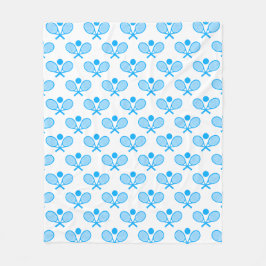 Tennis Seamless Pattern - Blue Racket and Ball on  Fleecefilt