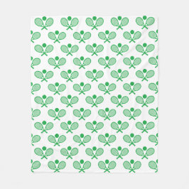Tennis Seamless Pattern - Green Racket and Ball on Fleecefilt