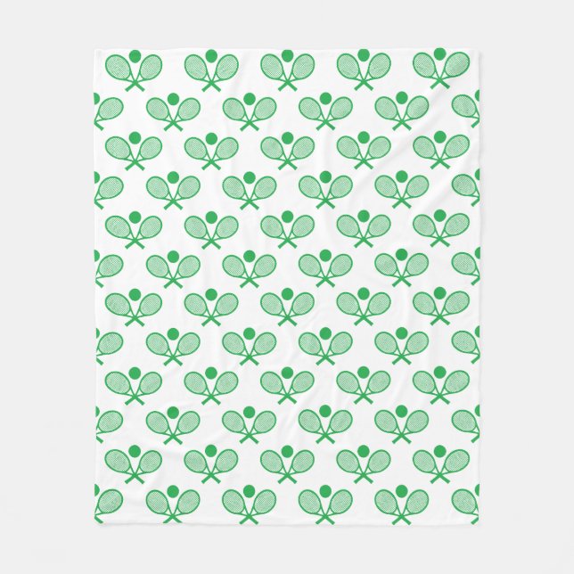 Tennis Seamless Pattern - Green Racket and Ball on Fleecefilt (Framsidan)