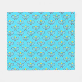 Tennis Seamless Pattern - Racket and Ball on Blue  Fleecefilt