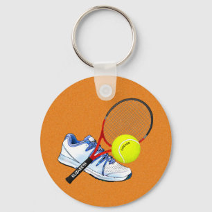 Tennis Shoe Boll och Racket med din Anpassningsbar Nyckelring