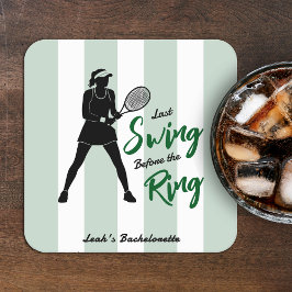 Tennis Sista Svänginnan Bröllopet Underlägg Papper Kvadrat