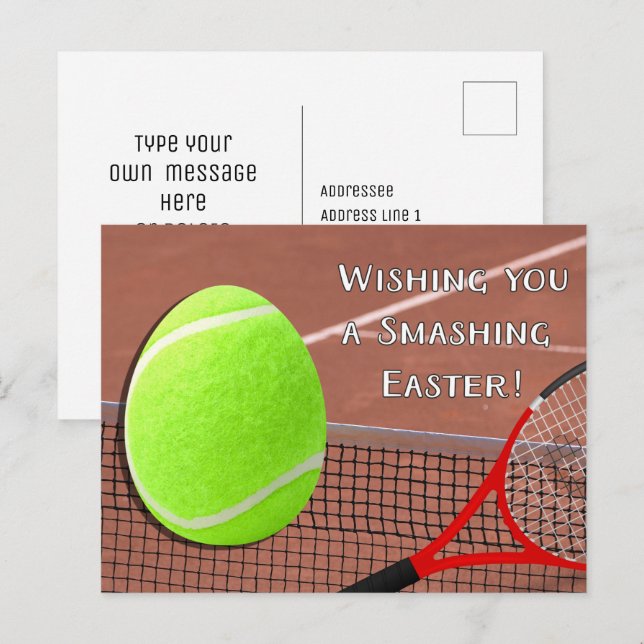 Tennis Smash Påsk med Tennis boll Påskägg Helg Vykort (Fram/baksida)