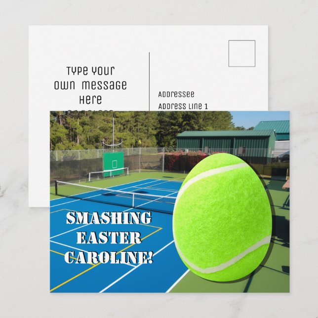 Tennis Smash Påsk med Tennis boll Påskägg Helg Vykort (Fram/baksida)