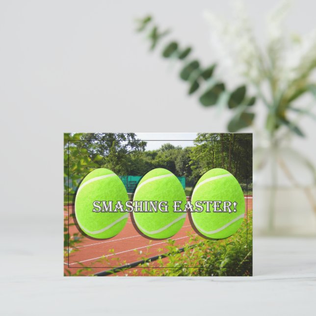 Tennis Smash Påsk med Tennis boll Påskägg Helg Vykort (Stående Fram)