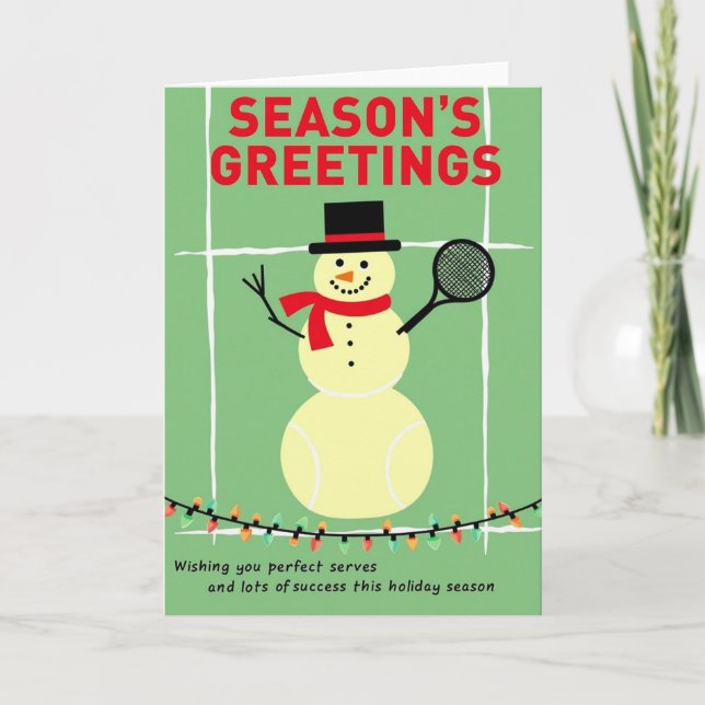 Tennis Snowman Holiday Card Kort (Framsida)
