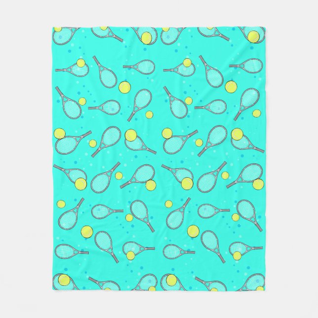 Tennis Sömlöst Mönster - Racketh & Boll  Fleecefilt (Framsidan)