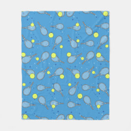 Tennis Sömlöst Mönster - Racketh och Boll   Fleecefilt