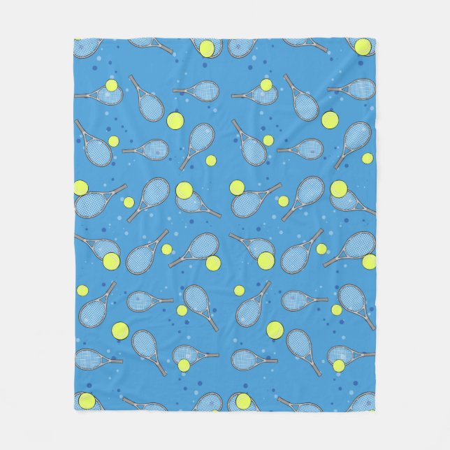 Tennis Sömlöst Mönster - Racketh och Boll   Fleecefilt (Framsidan)