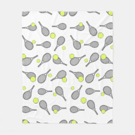 Tennis Sömlöst Mönster - Racketh och Boll  Fleecefilt