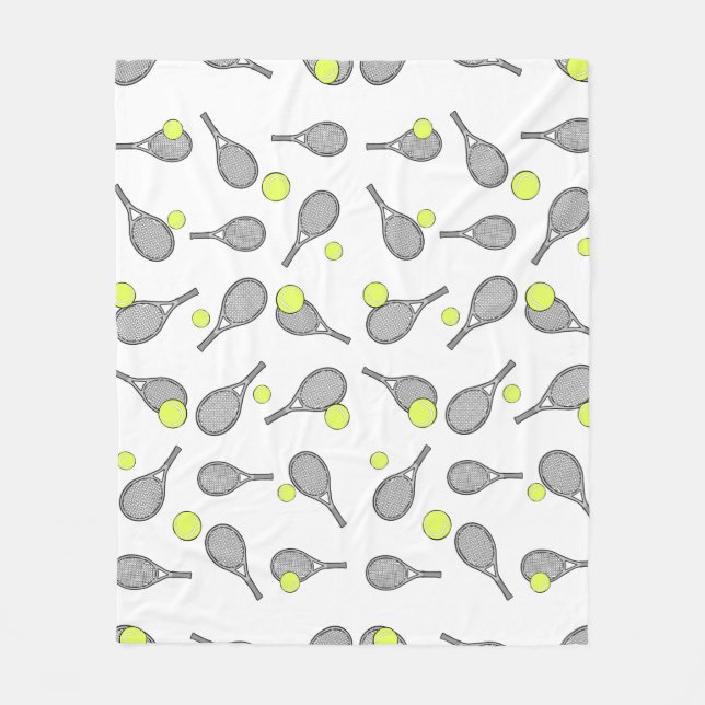 Tennis Sömlöst Mönster - Racketh och Boll  Fleecefilt (Framsidan)