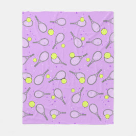 Tennis Sömlöst Mönster - Racketh och Boll   Fleecefilt