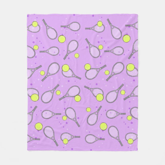 Tennis Sömlöst Mönster - Racketh och Boll   Fleecefilt (Framsidan)