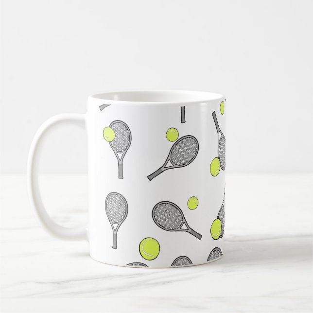 Tennis Sömlöst Mönster - Racketh och Boll  Kaffemugg (Vänster)