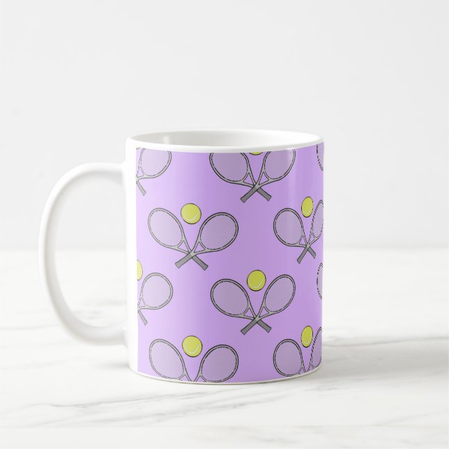 Tennis Sömlöst Mönster - Rackethjälp och Boll  Kaffemugg (Vänster)