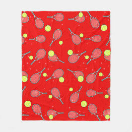 Tennis Sömlöst Mönster - Rackethjälp och Boll på R Fleecefilt