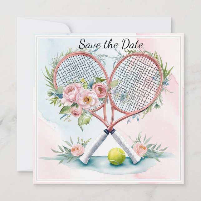 Tennis Spara datum för spelarbröllop akvarell Datumet (Framsida)