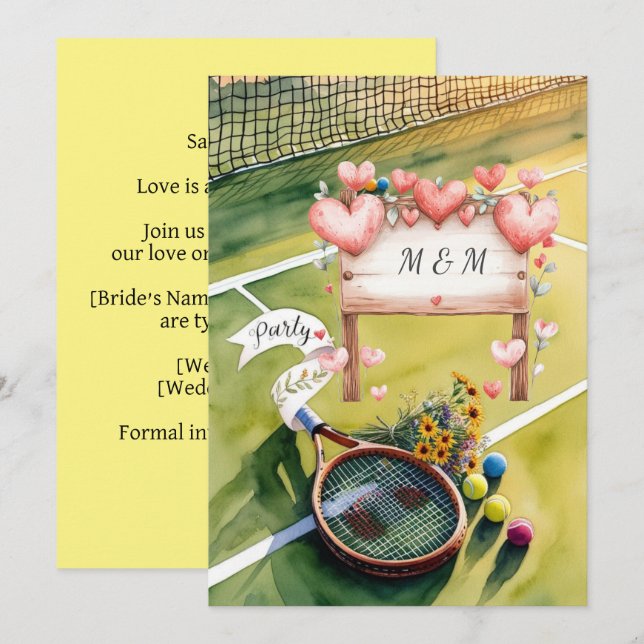 Tennis Spara datumet för tennis Player bröllop Inbjudningar (Fram/baksida)