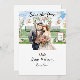 Tennis Spara datumet för tennis Player bröllop Inbjudningar