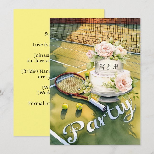 Tennis Spara datumet för tennis Player bröllop Inbjudningar (Fram/baksida)