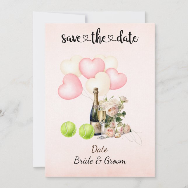 Tennis Spara inbjudan till Bröllopsfest av datum (Framsida)