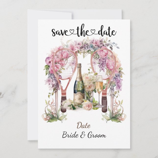 Tennis Spara inbjudan till Bröllopsfest av datum (Framsida)