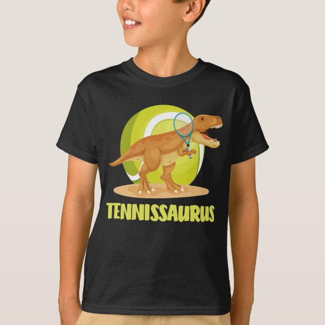 Tennis spelar Trex Funny Dino Sport T Shirt (Framsida)