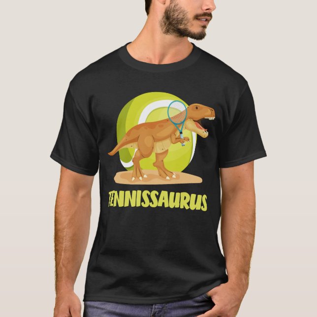 Tennis spelar Trex Funny Dino Sport T Shirt (Framsida)