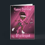 Tennis-spelare - Afrikanska Ameri - Friend Birthda Kort<br><div class="desc">Friend Birthday Card tennis Player - afrikansk amerikansk</div>