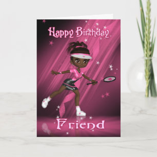 Tennis-spelare - Afrikanska Ameri - Friend Birthda Kort