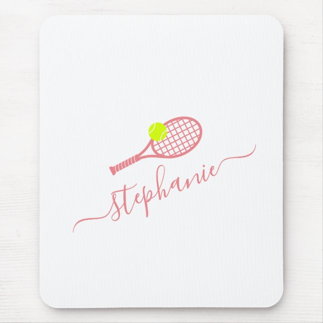 Tennis Sport Monogram Namn Personlig Musmatta (Framsidan)