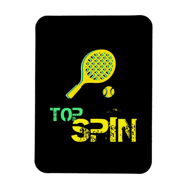 Tennis Sport Pop Art, Grönt & Gult Racket & Boll Magnet (Vertikal)