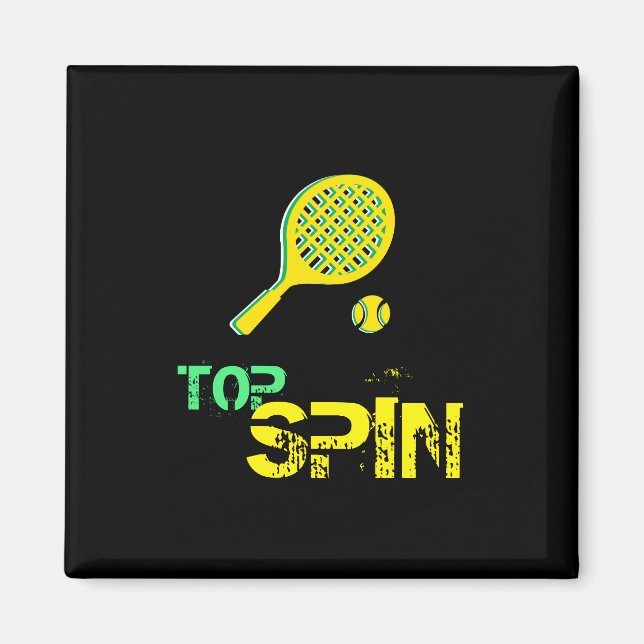 Tennis Sport Pop Art, Grönt & Gult Racket & Boll Magnet (Framsidan)