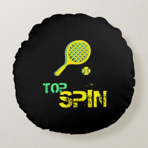 Tennis Sport Pop Art, Grönt & Gult Racket & Boll Rund Kudde